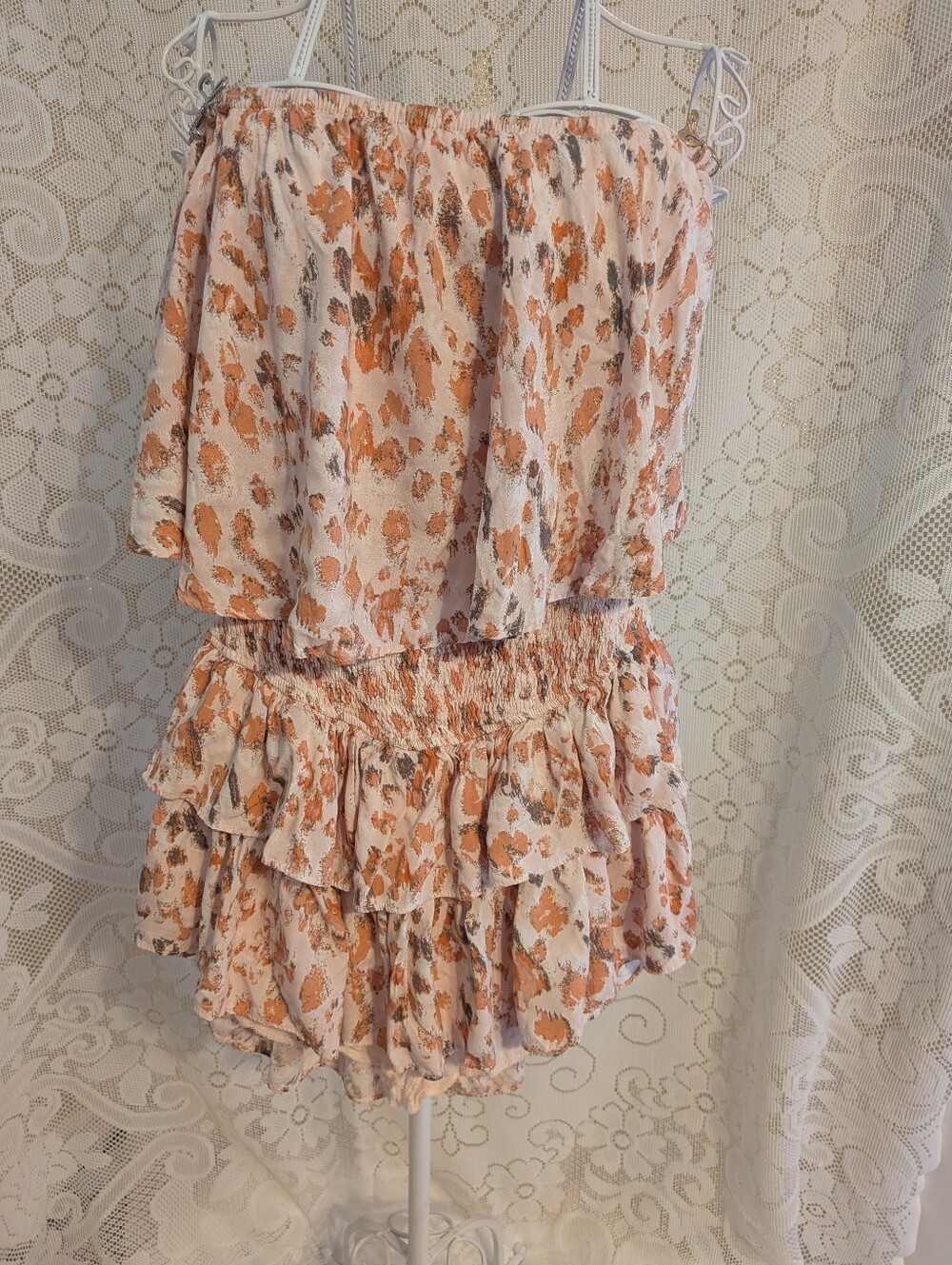 Mustard Seed Peach Floral Ruffle Skort